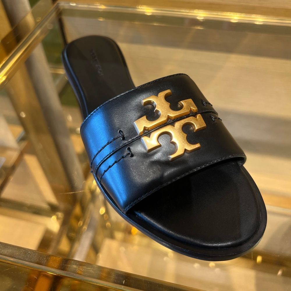 Tory Burch Every Leather Slide, Perfect Black - Picture 2 of 2